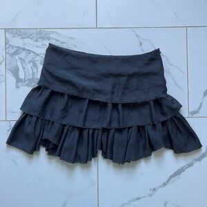 KOCH distressed tiered fold-over mini skirt size small